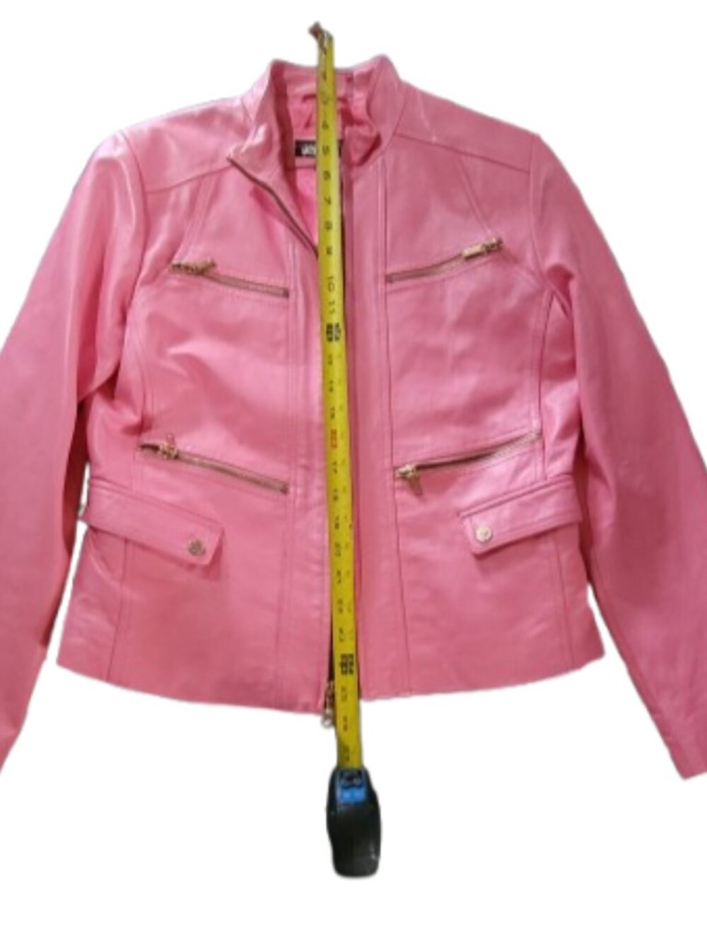 Black Rivet Pink 100% Leather Jacket - Picture 2 of 4